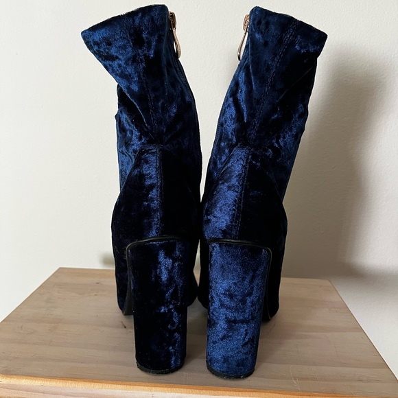 Blue Velvet Over the Ankle Booties - Picture 5 of 8